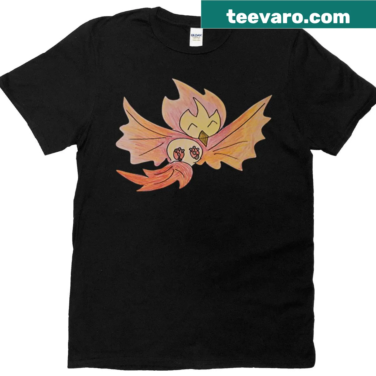 Chibi-style kawaii phoenix graphic on a T-shirt — on a men's t-shirt