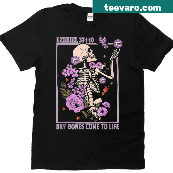 Floral skeleton design on a Halloween t-shirt