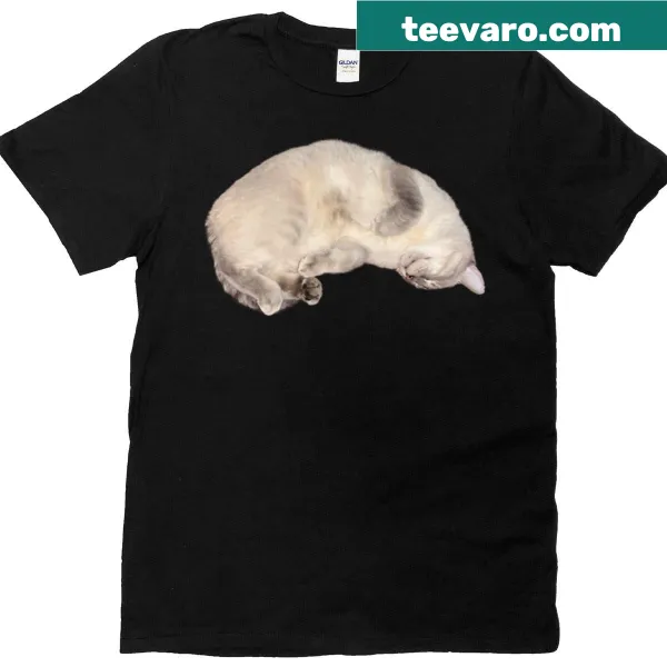 Cartoon cat with Elvis hairstyle on a t-shirt