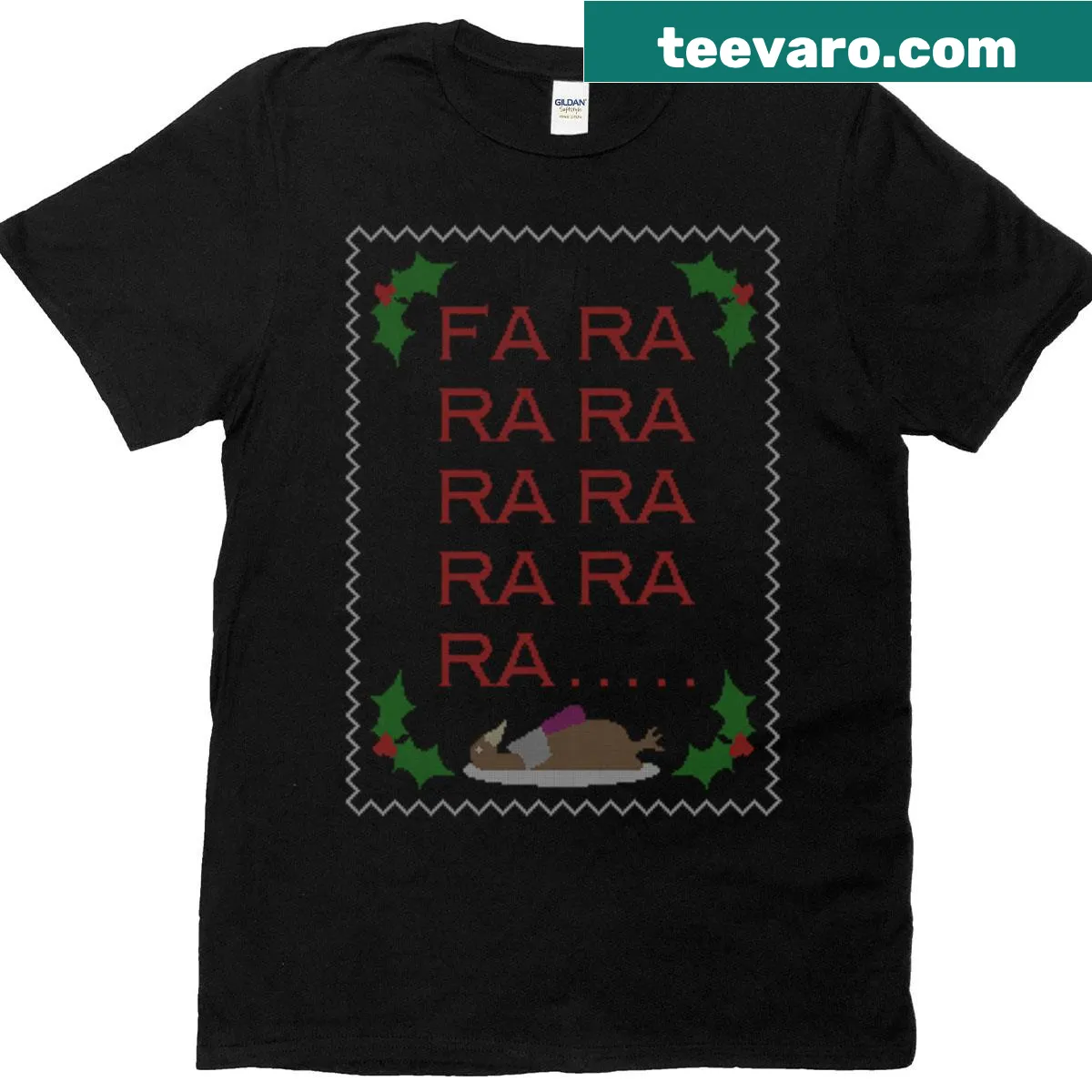 Funny holiday shirt with text Fa Ra Ra Ra Ra — on a men's t-shirt