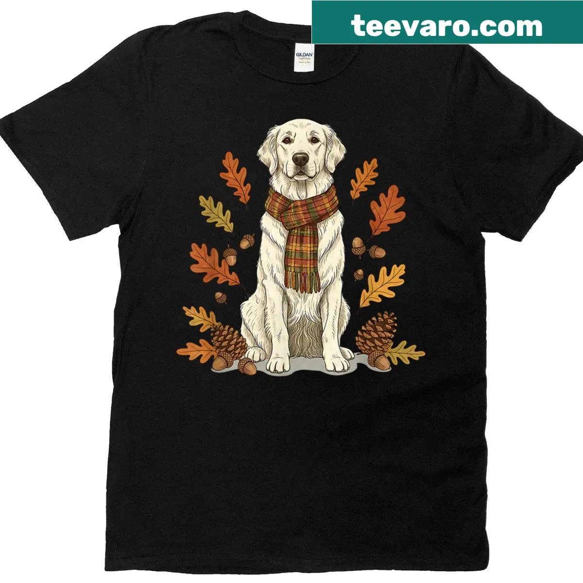 Cute English Cream Golden Retriever puppy graphic t-shirt — on a men's t-shirt