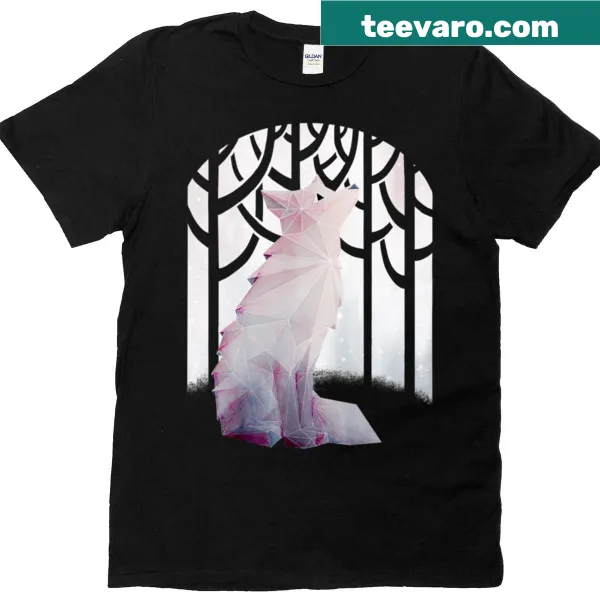 T-shirt featuring an illustration of a fox in snow