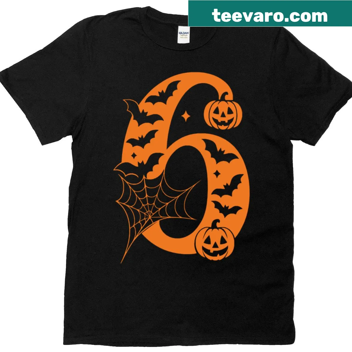 Matching couples T-shirt with '6 7' meme for Halloween. — on a men's t-shirt