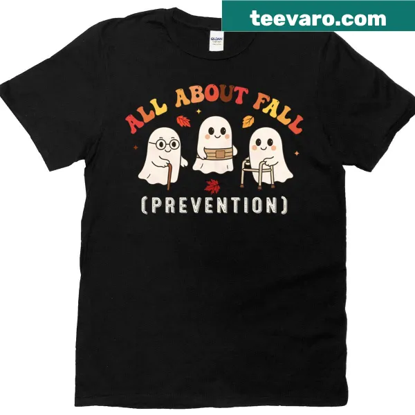Ghost graphic with text promoting fall prevention in physical therapy
