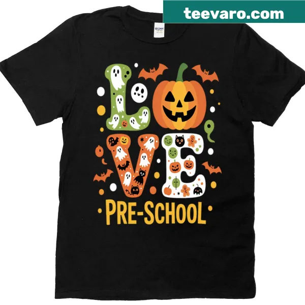 Halloween themed shirt for preschool teachers with playful graphics