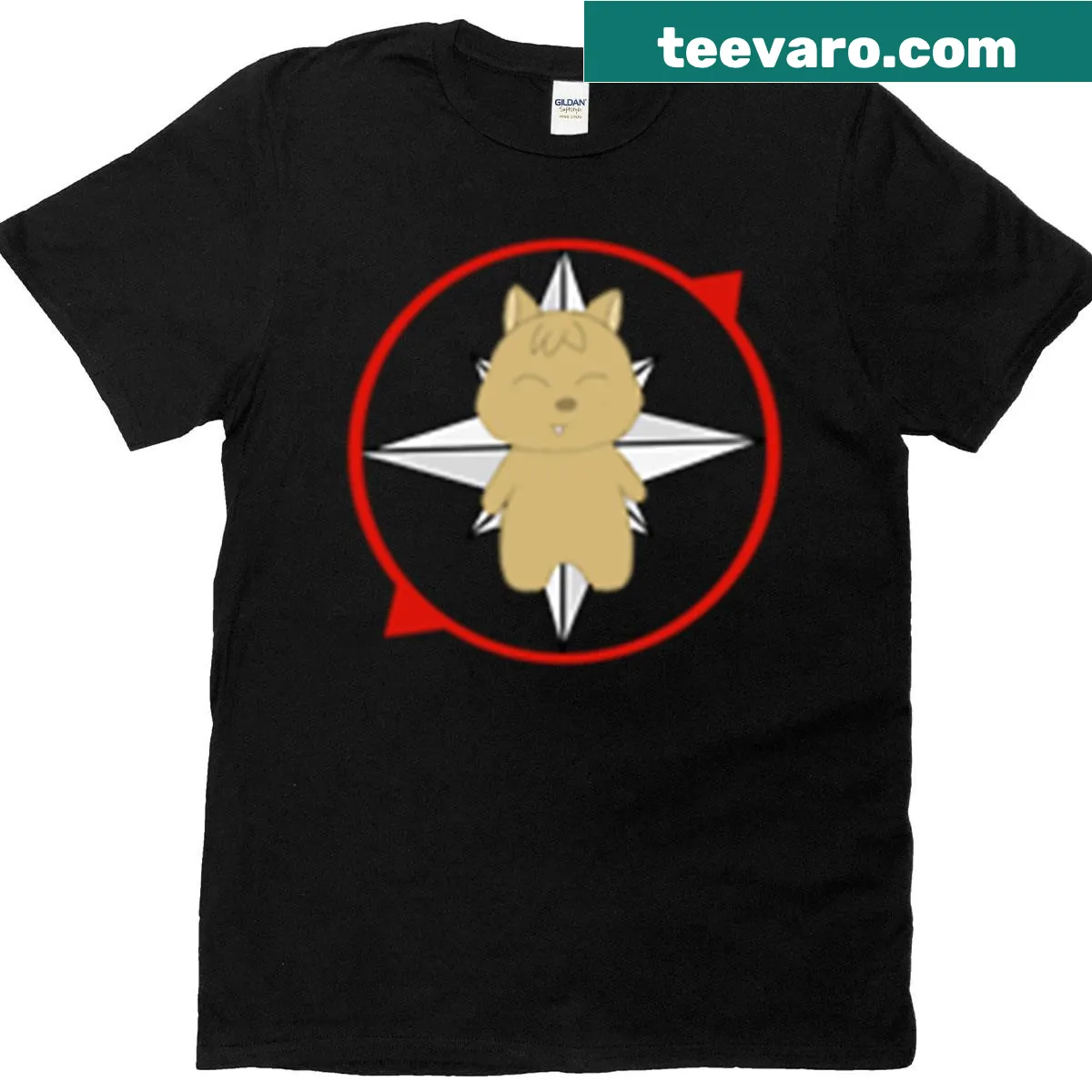 Cute quokka cartoon graphic on T-shirt — on a men's t-shirt