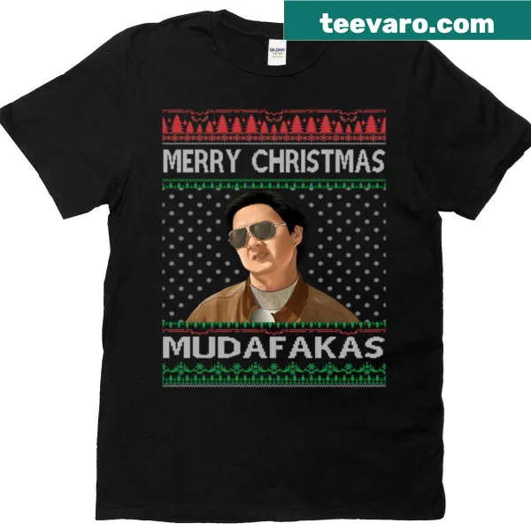 Holiday-themed Hangover movie t-shirt with humorous meme graphic