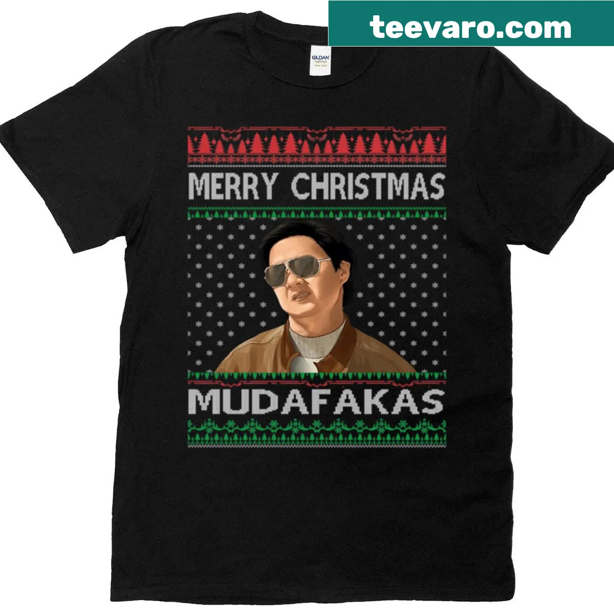Holiday-themed Hangover movie t-shirt with humorous meme graphic — on a men's t-shirt