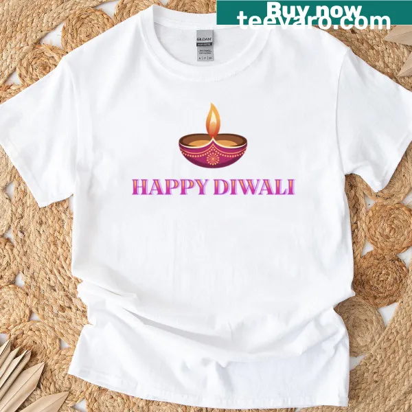 Festive T-shirt featuring diya lamps for Diwali