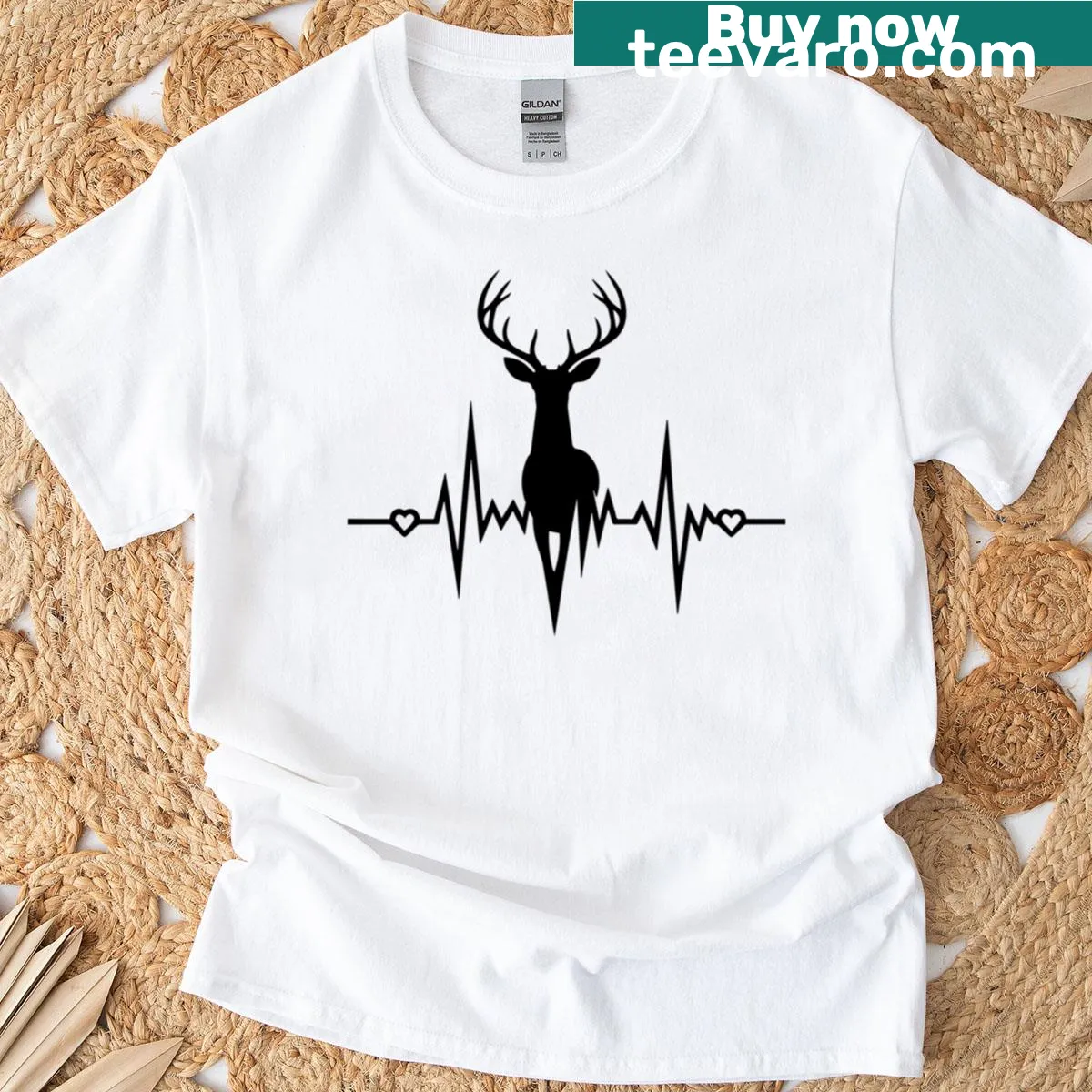 Deer hunting season graphic T-shirt — on a men's t-shirt