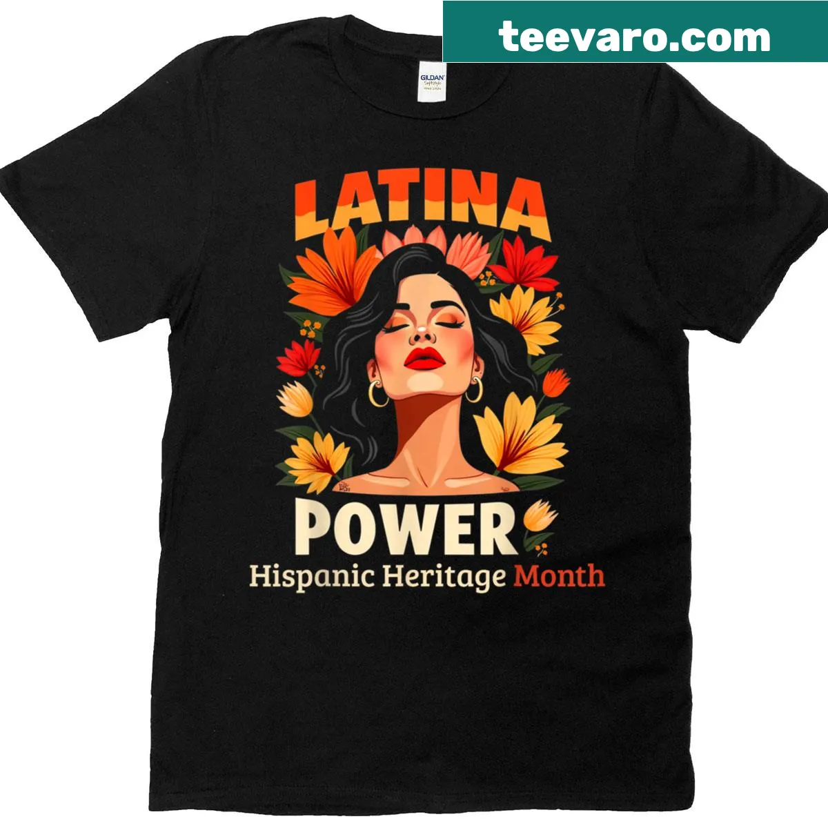 Floral illustration t-shirt celebrating Hispanic Heritage and Latina power — on a men's t-shirt