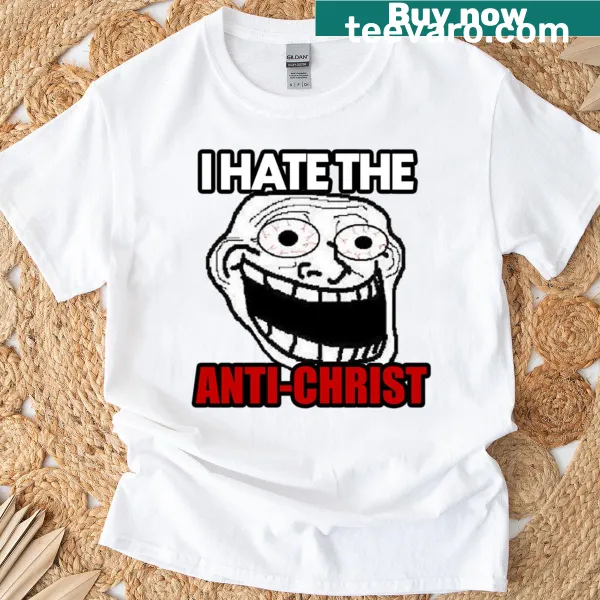 Oversized T-shirt with the quote 'I Hate The Anti-christ'