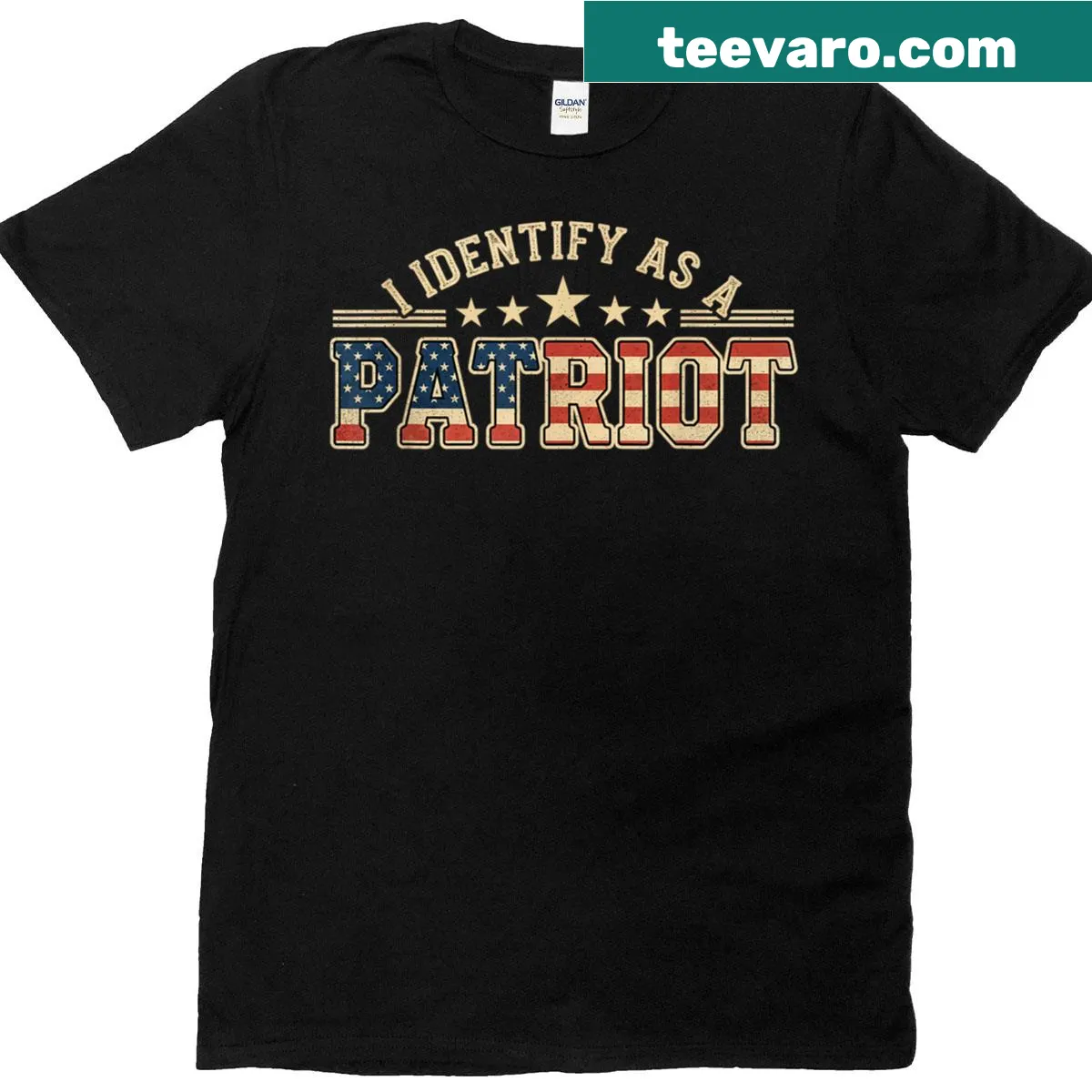 Patriotic t-shirt with American flag and proud message — on a men's t-shirt