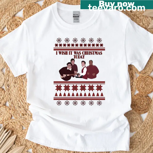 T-shirt with the phrase 'I Wish It Was Christmas Today' in a playful font
