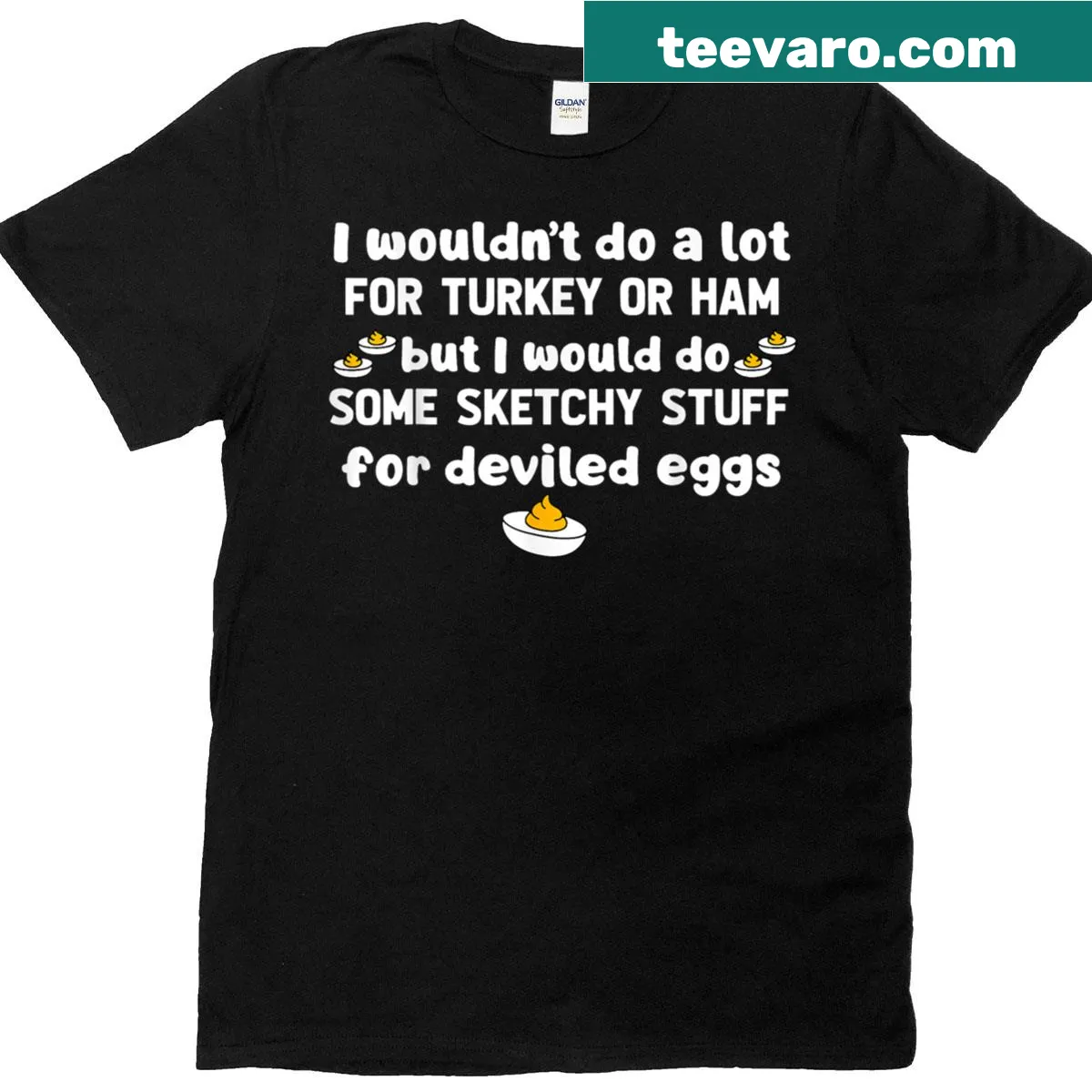 Funny Thanksgiving t-shirt with humorous sketchy text — on a men's t-shirt