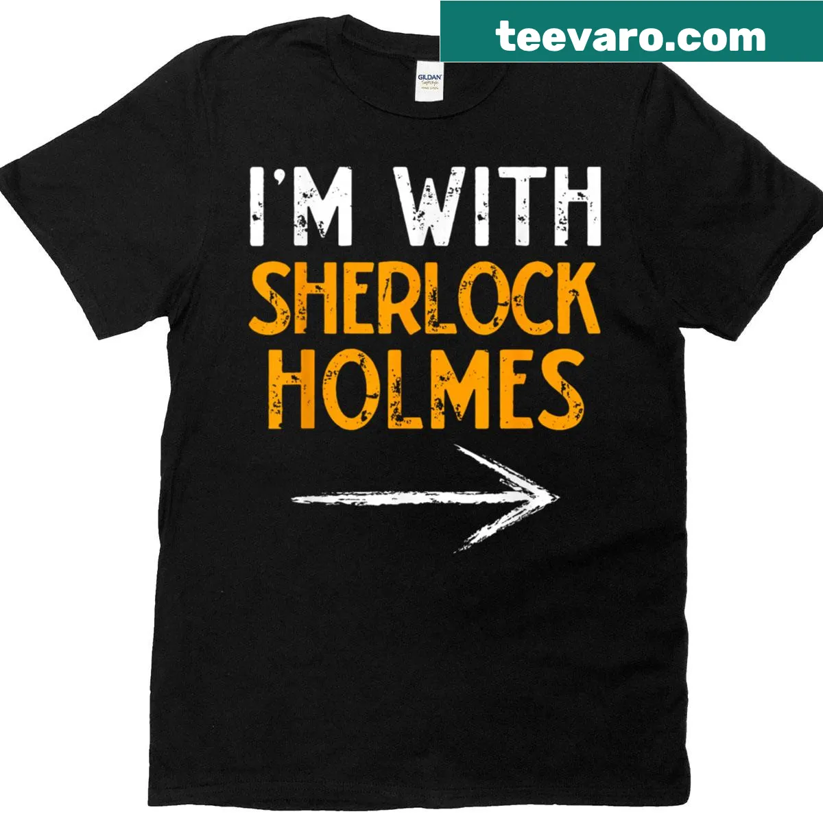 Halloween couple costume t-shirt with Sherlock Holmes design — on a men's t-shirt