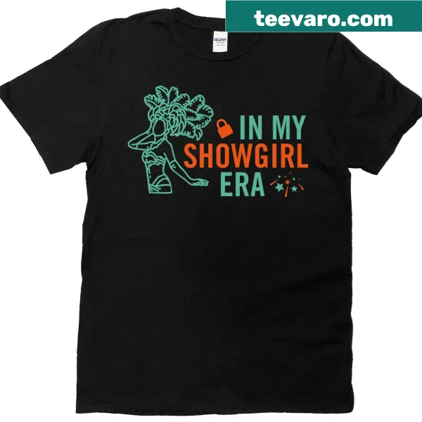 Playful t-shirt with In My Showgirl Era text design