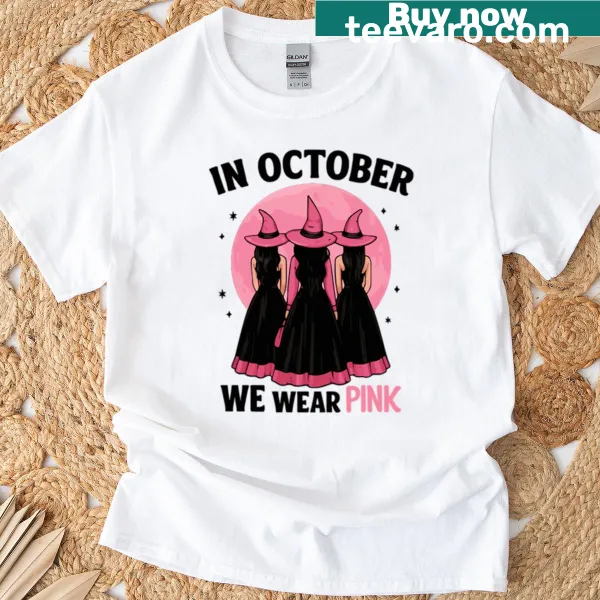 Breast cancer awareness and Halloween-themed graphic T-shirt