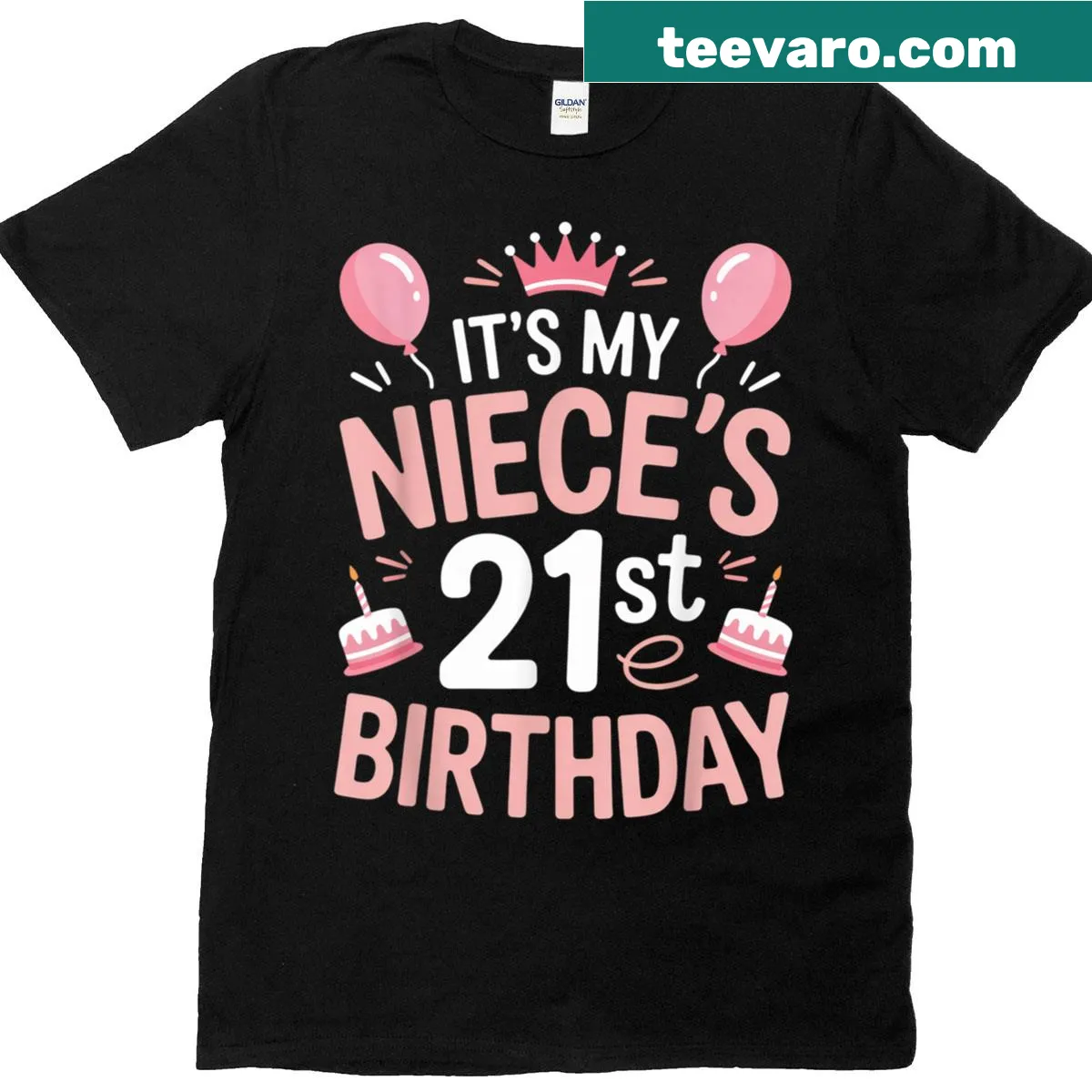 T-shirt celebrating a niece's 21st birthday with fun graphics — on a men's t-shirt