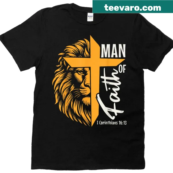 Illustrative lion and cross design with I Corinthians 16:13 text
