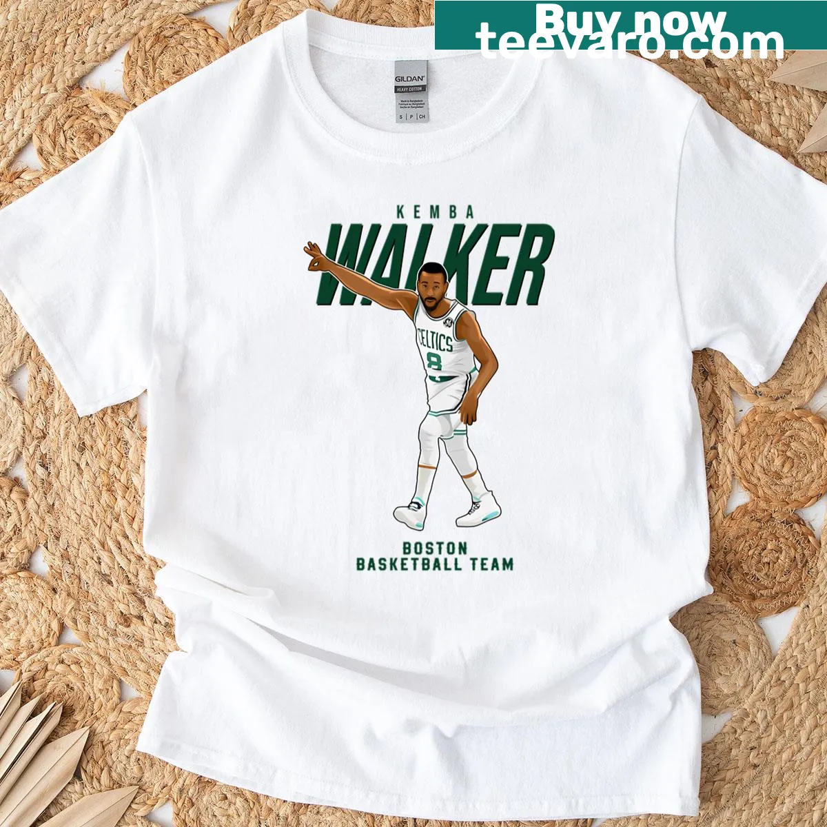 T-shirt honoring Kemba Walker with number 8. — on a men's t-shirt