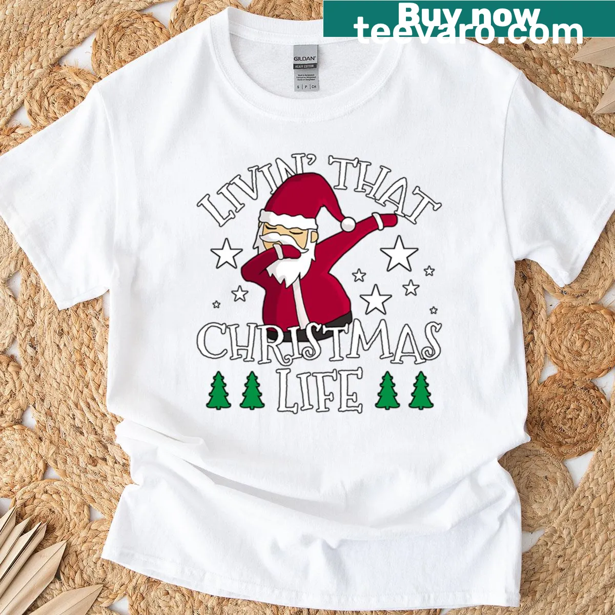 Festive T-shirt showcasing holiday life and family gatherings — on a men's t-shirt