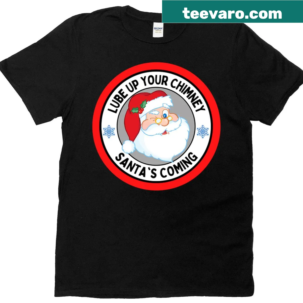 Funny Christmas t-shirt with cheeky Santa graphic and text — on a men's t-shirt