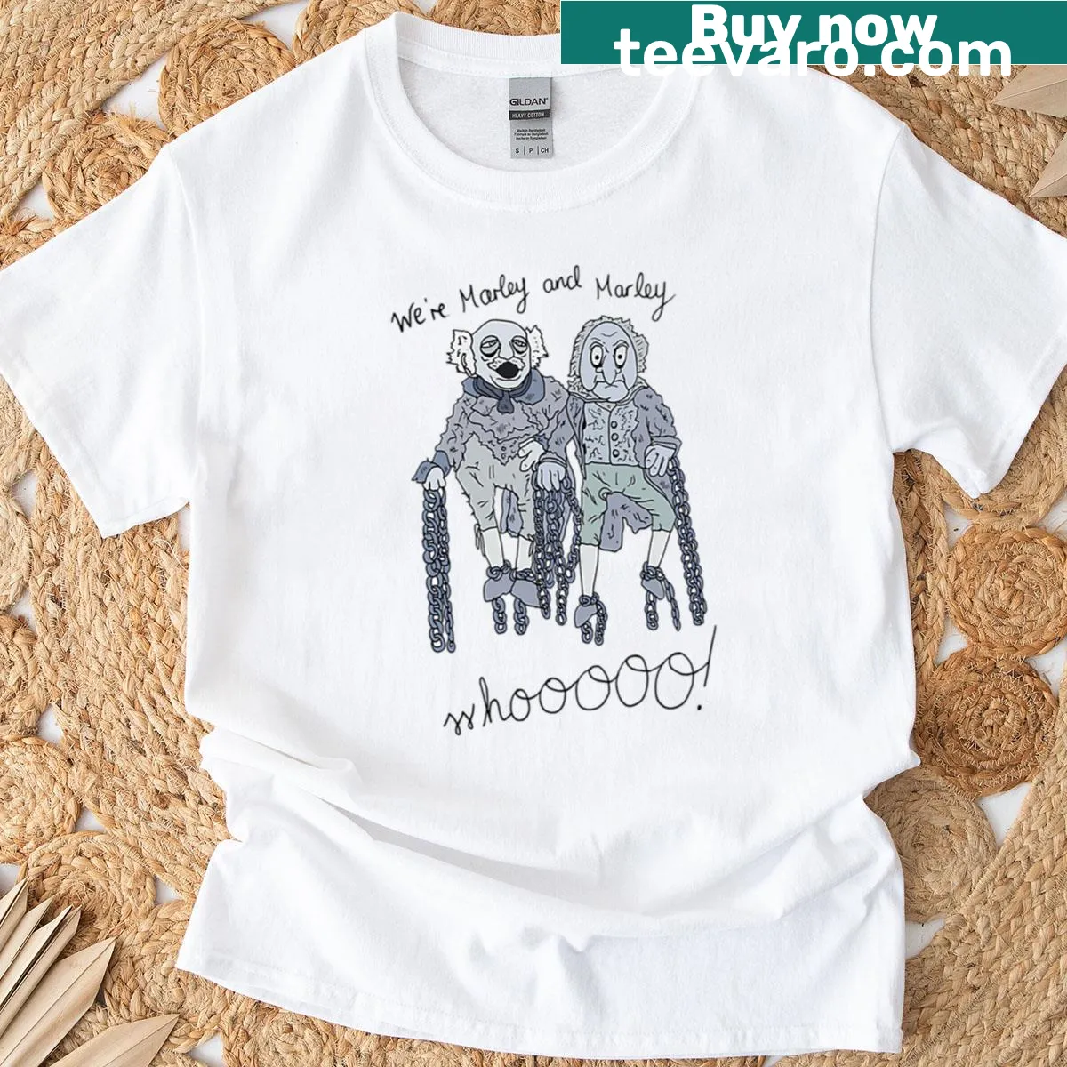 Tribute T-shirt featuring Marley and Marley from Muppet Christmas Carol — on a men's t-shirt