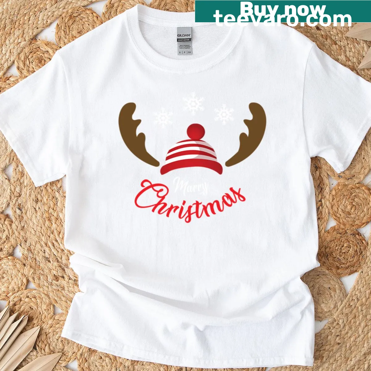 Playful graphic T-shirt with holiday message for Christmas cheer — on a men's t-shirt
