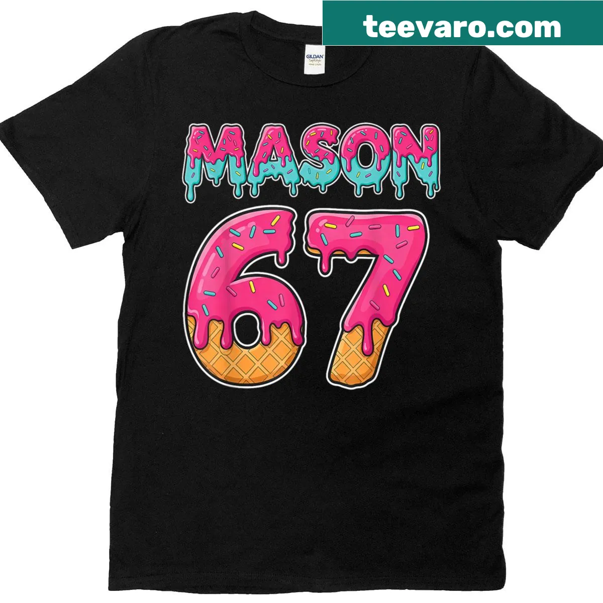 Funny ice cream-themed shirt featuring the phrase Mason 67 — on a men's t-shirt