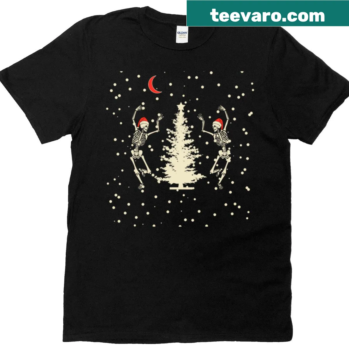 Dark Christmas t-shirt with alternative holiday-themed graphic — on a men's t-shirt