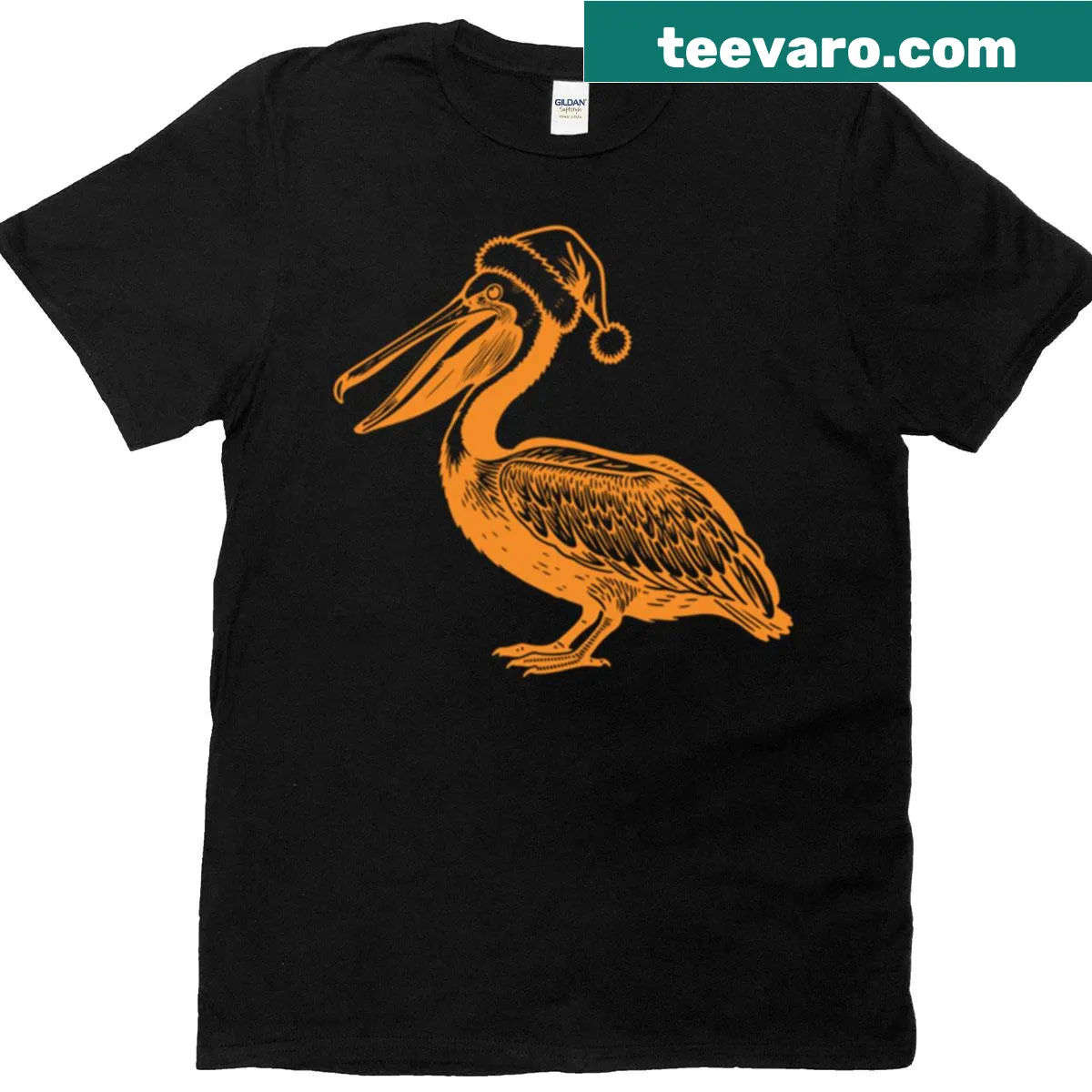 Minimalist pelican illustration on a coastal-themed t-shirt — on a men's t-shirt