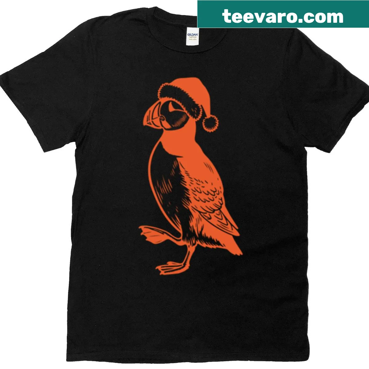Minimalist puffin illustration on a modern t-shirt — on a men's t-shirt