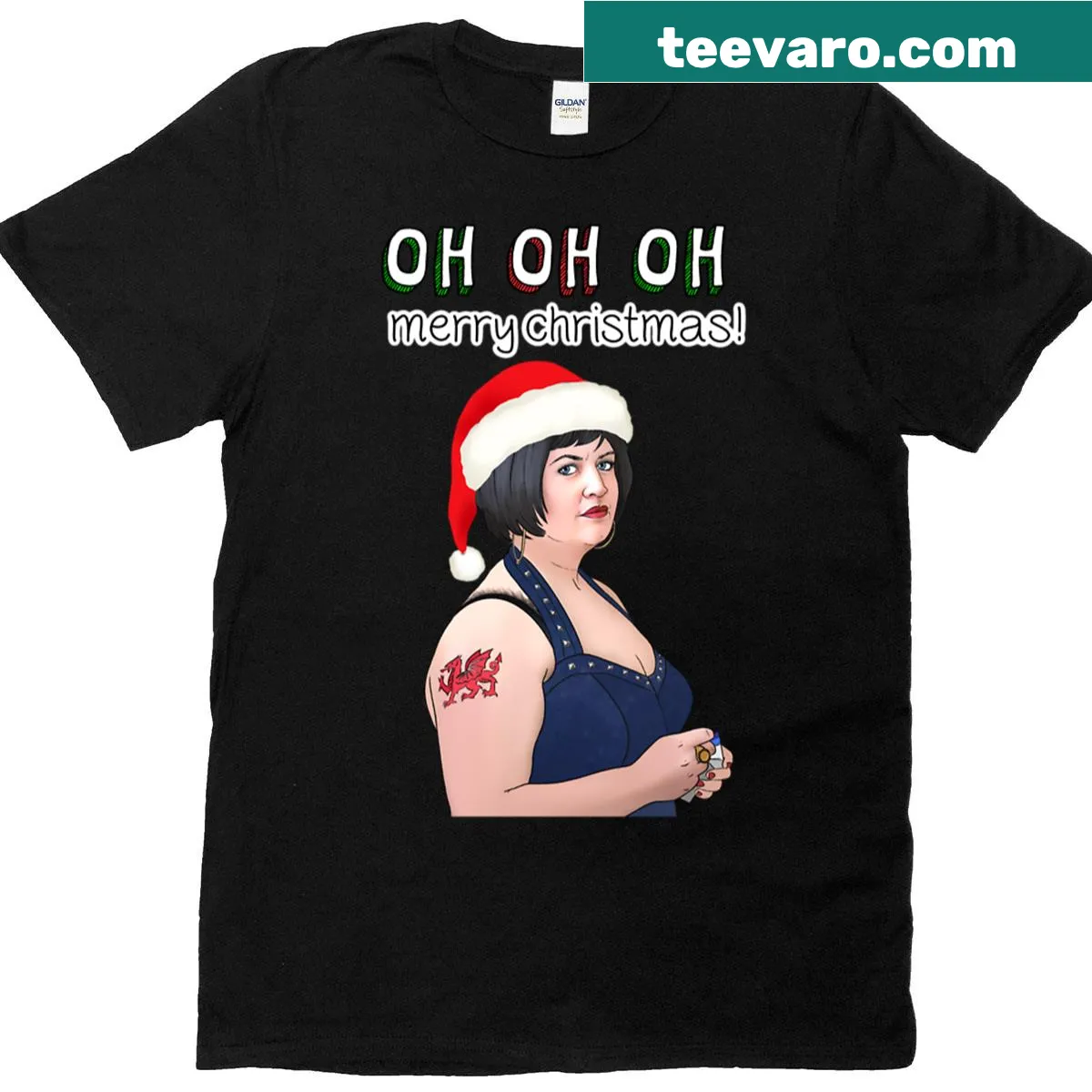 Festive Christmas-themed T-shirt inspired by Nessa Barrett — on a men's t-shirt