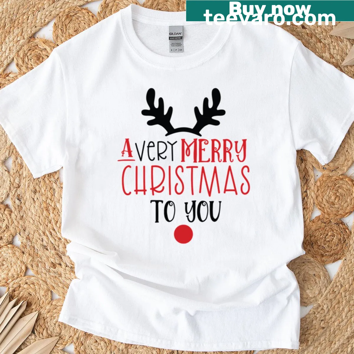 T-shirt featuring 'A Very Merry Christmas To You' in festive typography — on a men's t-shirt