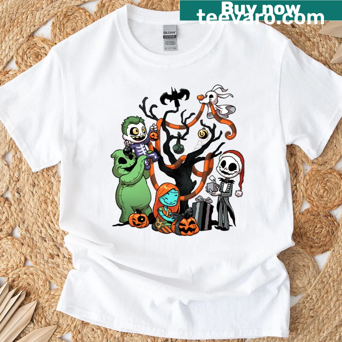 Oversized t-shirt featuring a twisted, eerie tree illustration — on a men's t-shirt