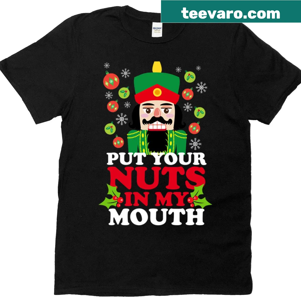 T-shirt with cheeky saying 'Put Your Nuts In My Mouth' — on a men's t-shirt