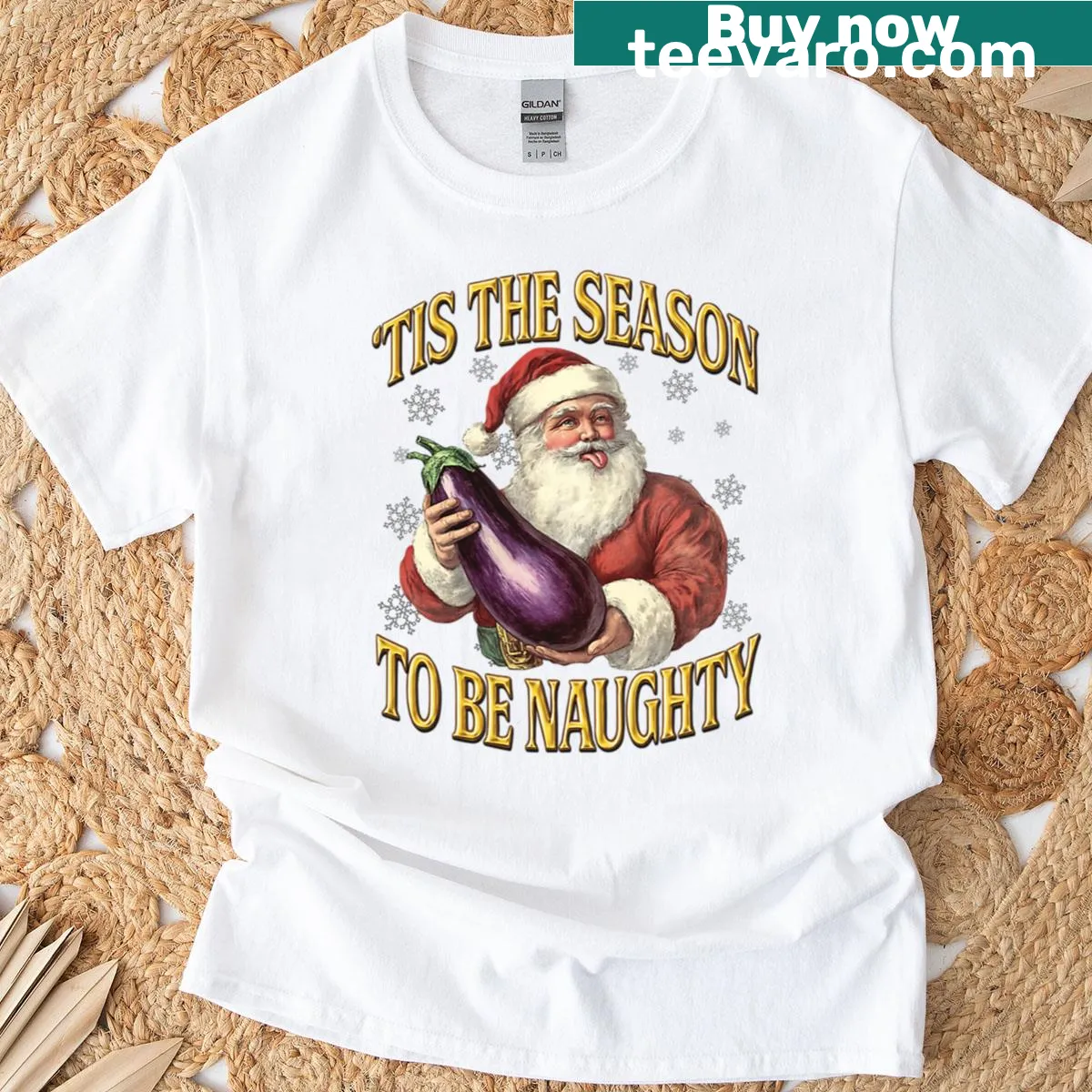 Rude Christmas Nutcracker T-shirt with cheeky quote — on a men's t-shirt