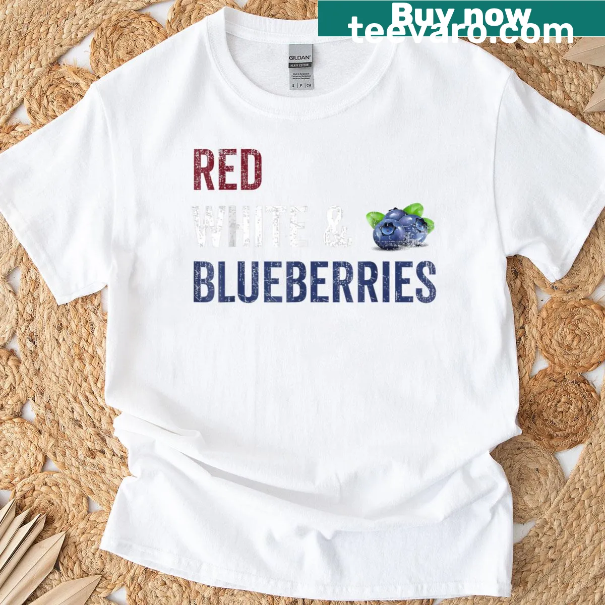 Supportive patriotic t-shirt with 'Red White And Blueberries' message — on a men's t-shirt