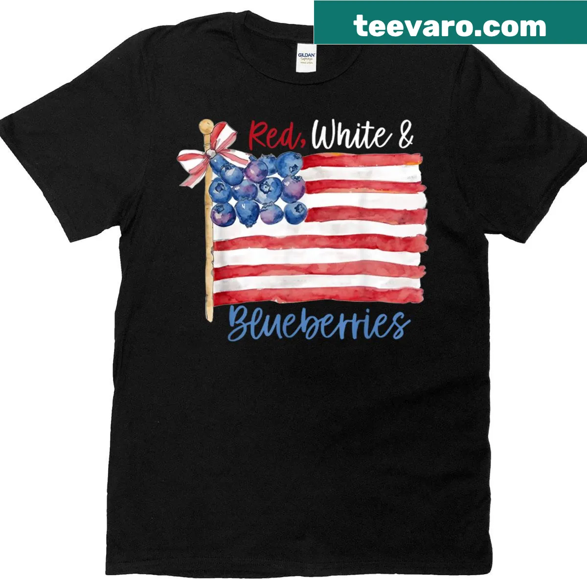 Food pun t-shirt with the phrase 'Red White And Blueberries' — on a men's t-shirt