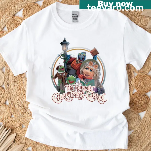 Vintage Muppets Christmas Carol graphic on a retro t-shirt