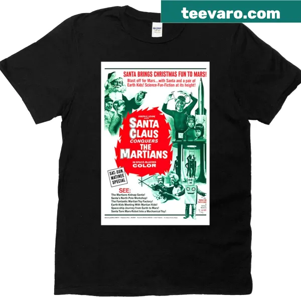 Nostalgic Christmas T-shirt featuring Santa and Martians