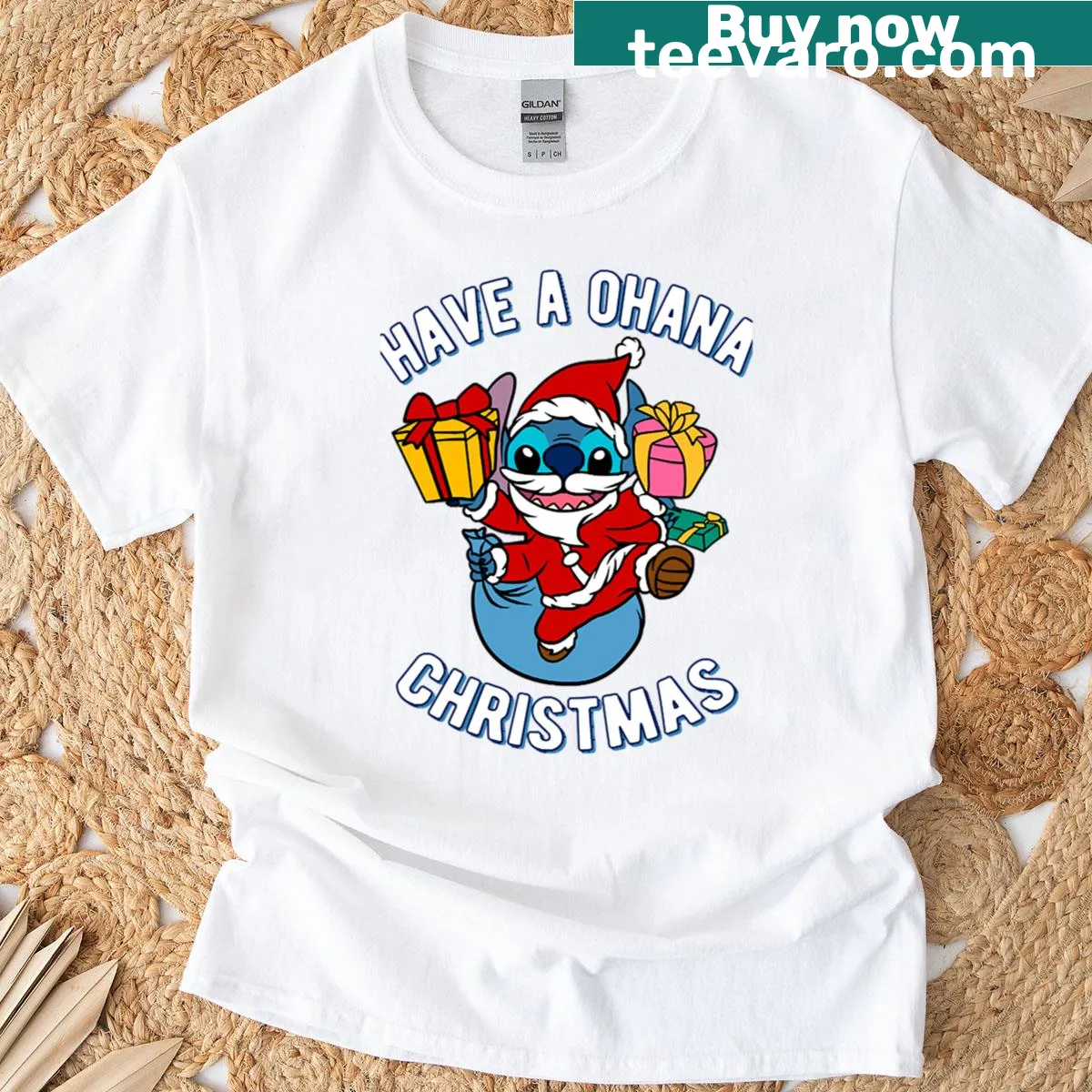 Cute Santa stitch graphic T-shirt — on a men's t-shirt