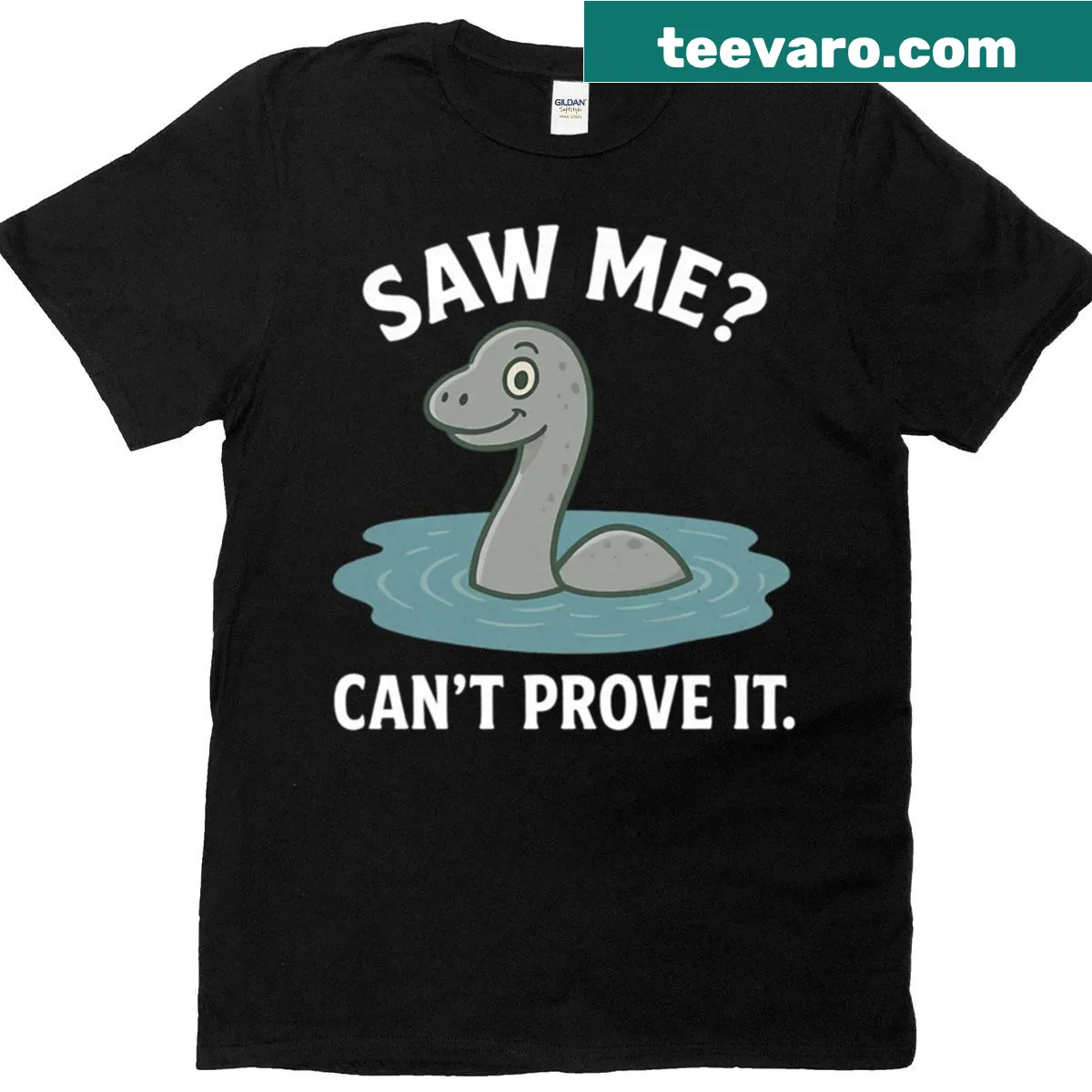 Edgy T-shirt with the phrase 'Saw Me Cant Prove It' in bold typography — on a men's t-shirt