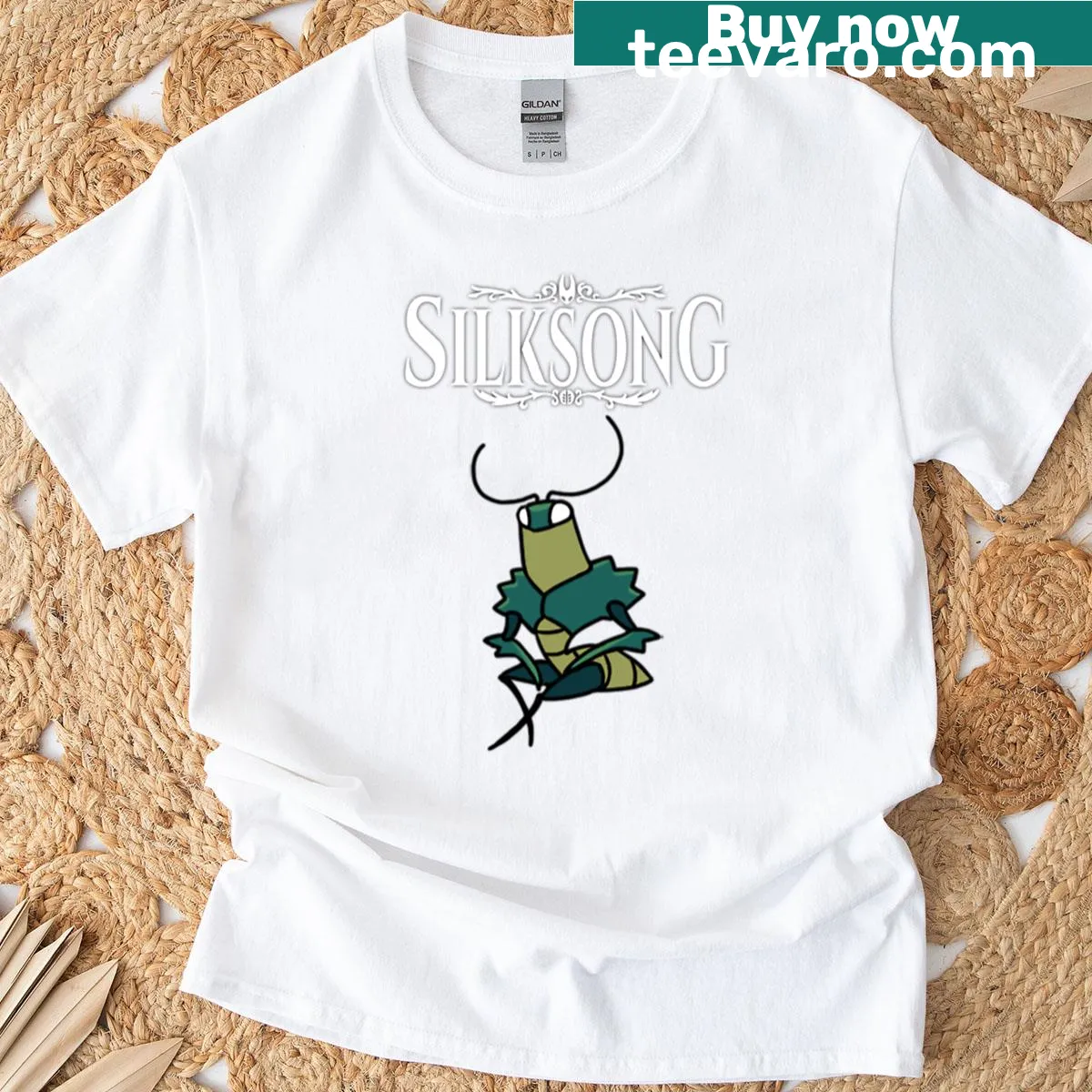 T-shirt featuring an illustration of the Green Prince from Silksong — on a men's t-shirt