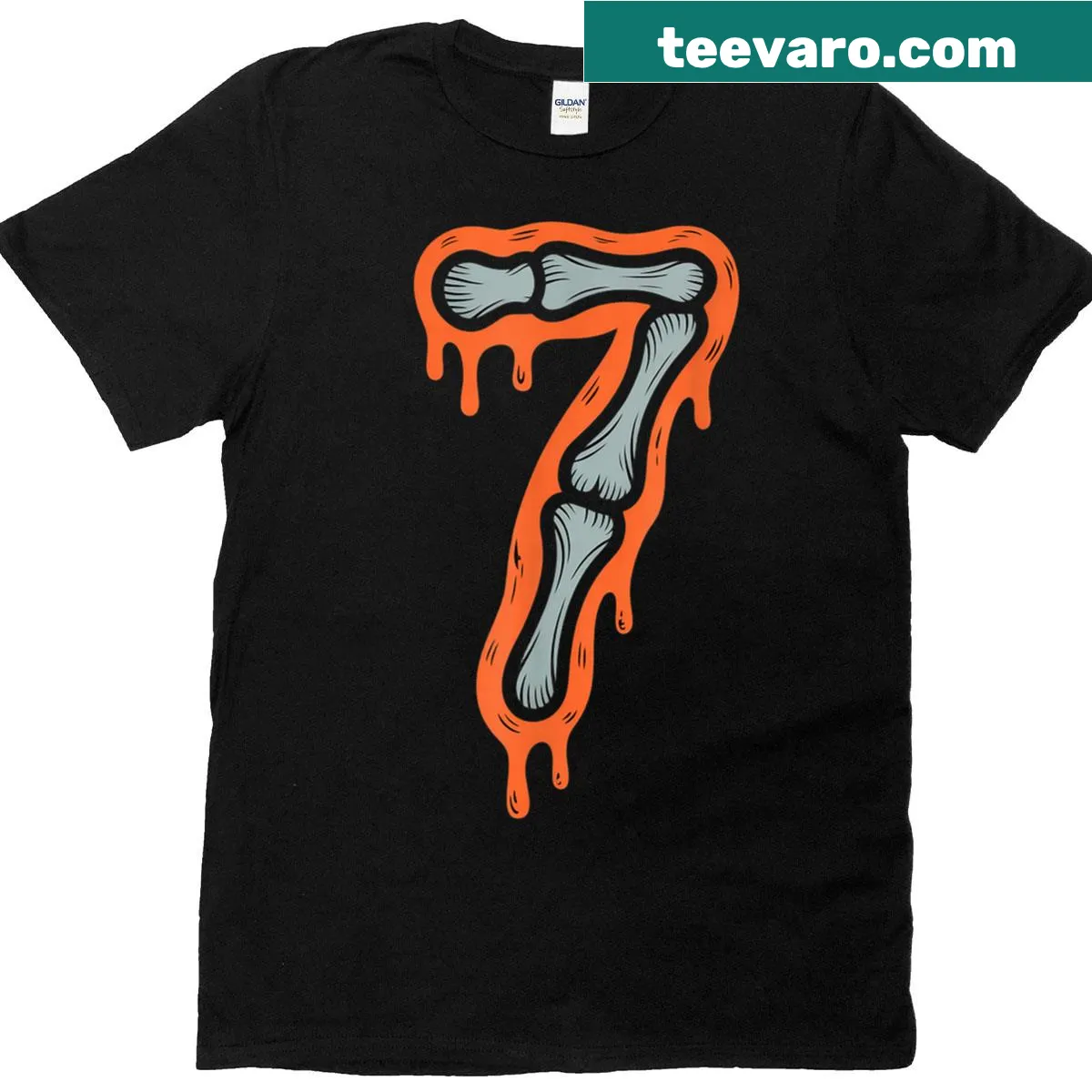 Couple's T-shirt featuring skeleton design and 'Six Seven' meme — on a men's t-shirt