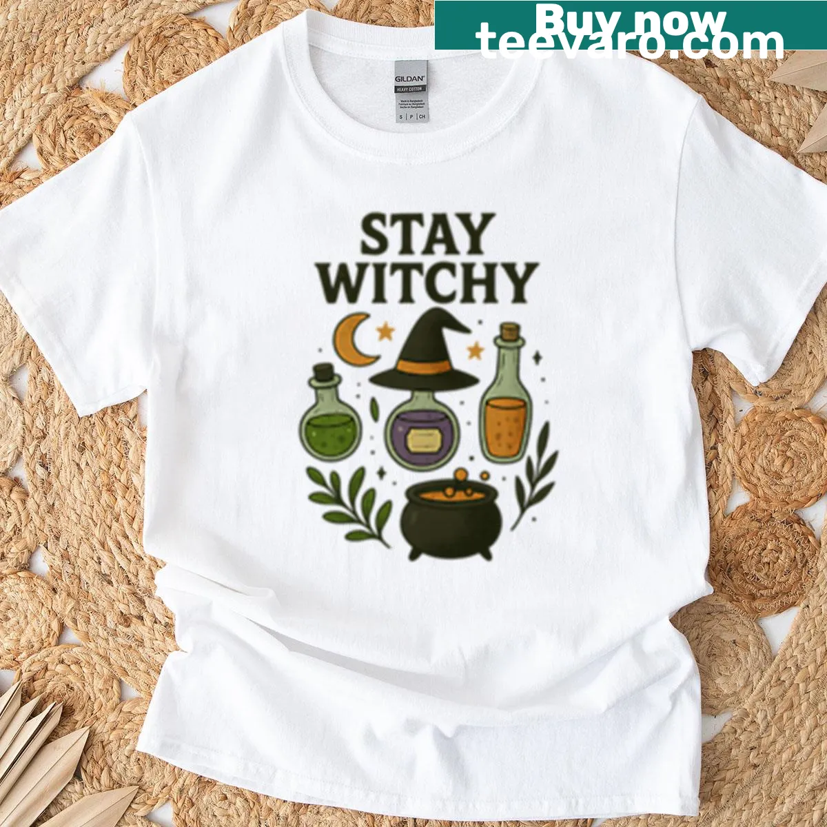 Whimsical witchcraft symbols on a stylish T-shirt — on a men's t-shirt