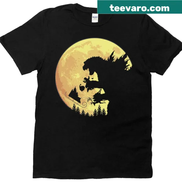 T. Rex in Santa hat on a family Christmas t-shirt for kids