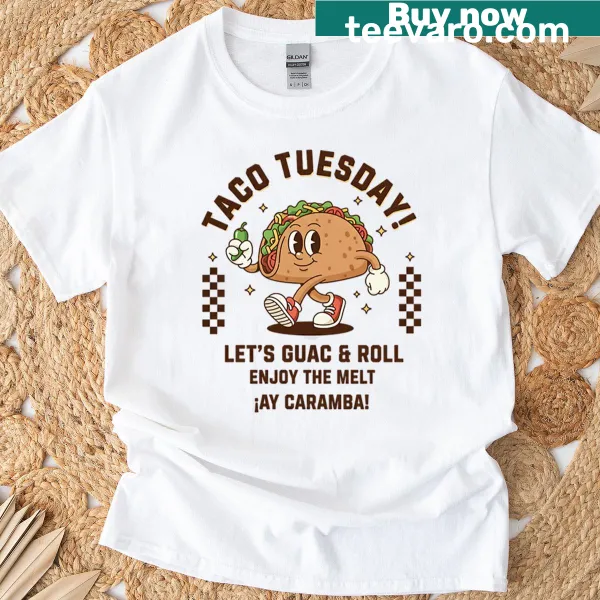 Cartoon design of tacos and guacamole for Taco Tuesday