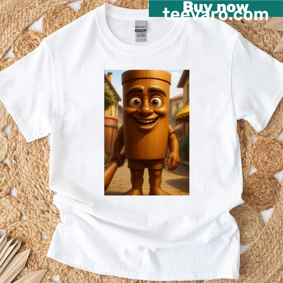 Humorous t-shirt with the phrase 'Tantrum Rum Takum Fum Sahum' in playful typography — on a men's t-shirt